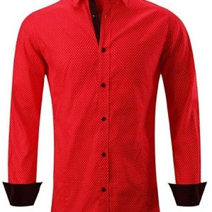 Mens button down red dress shirt